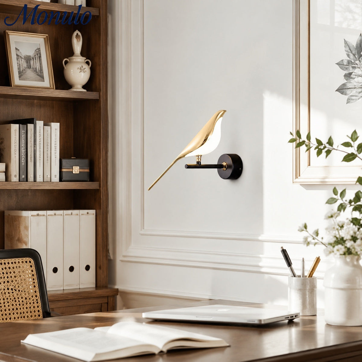 Pawdia Bird Wall Sconce - Metal Acrylic Modern LED Wall Lamp for Bedroom and Hallway | Souliia
