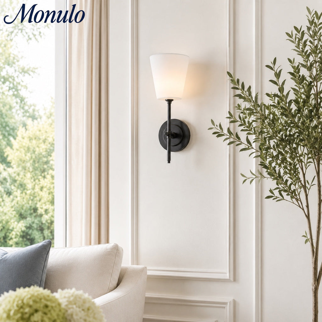 Rowan Classic Fabric Shade Wall Sconce Elegant Style - Bedroom Bedside Lighting | Souliia