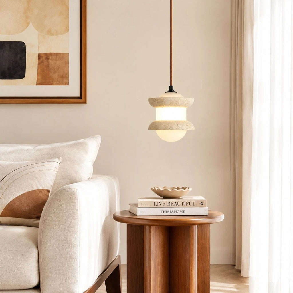Travertine Stone Pendant Light | Souliia
