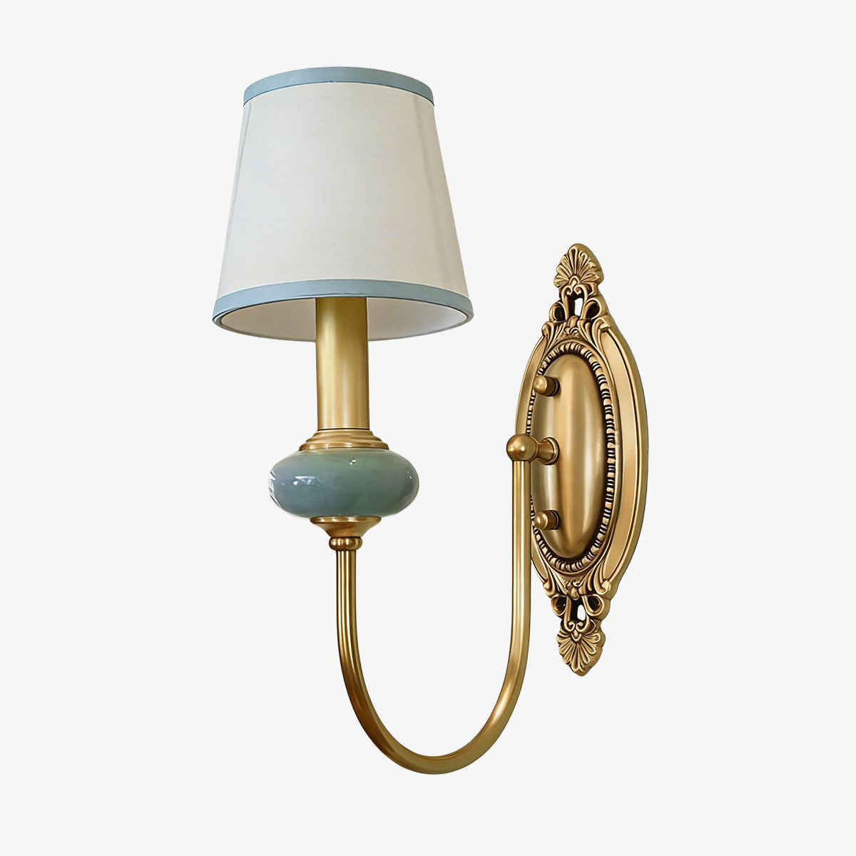 Rowan Classic Fabric Shade Sconce – Ceramic Wall Light for Hallway or Bedroom | Souliia