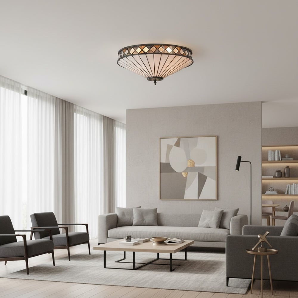 Lustrielle Vintage Artistic Crystal Glass Flush Mount Ceiling Light for Modern Interiors | Souliia