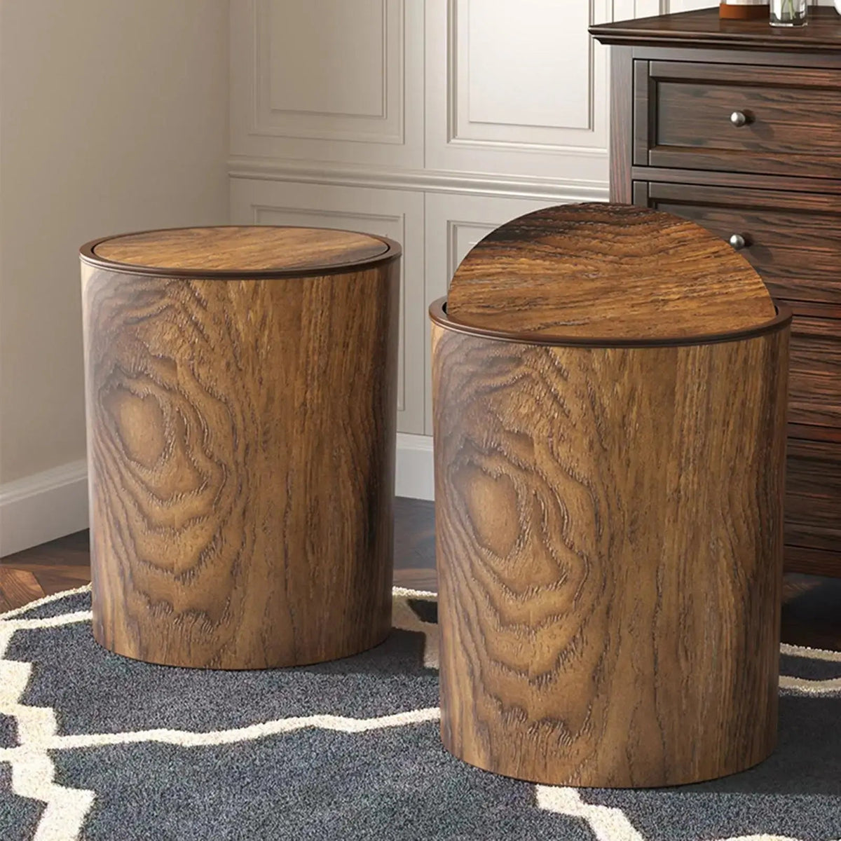 Trash Bin with Swing Lid | Wood Appearance | Silent and Clean | HyggeBin - Souliia