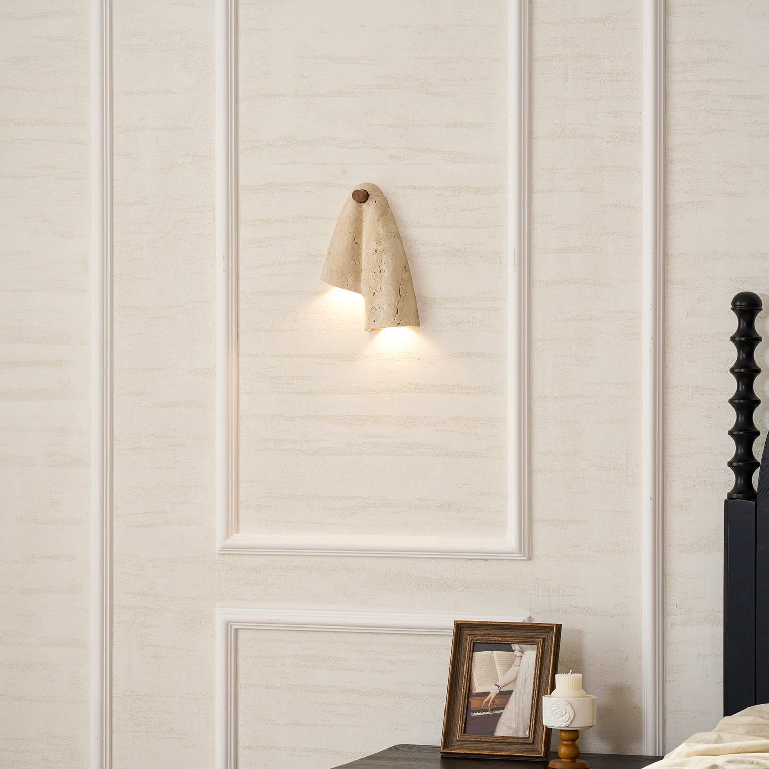 Travertin Wandleuchte – Minimalistischer Steinfackel-Dekor für Wohnzimmer | Souliia