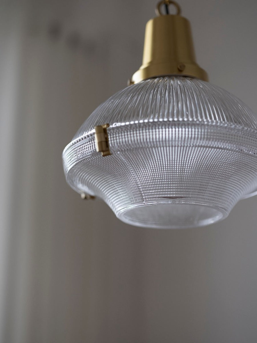 Ribbed Glass Pendant Light – Stylish Brass and Glass Pendant Light for Kitchen & Modern Interiors | Souliia