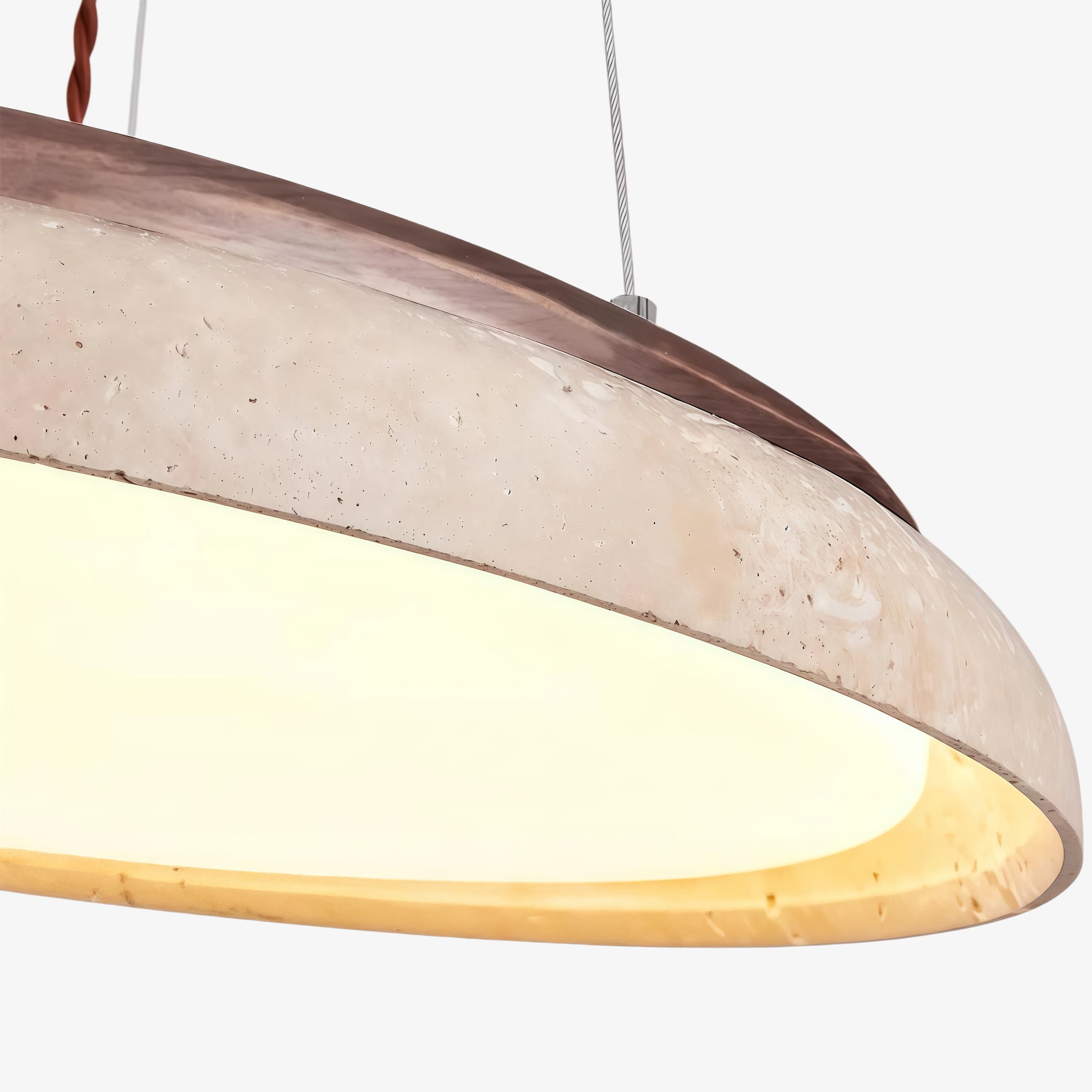 Torvella Textured Ring Travertine Pendant Ceiling Lamp - Entryway Statement Light | Souliia