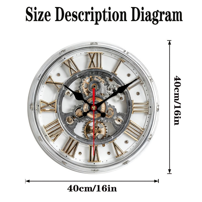 Gearwood 2D Gear Motif Wall Clock — Vintage Mechanical Style