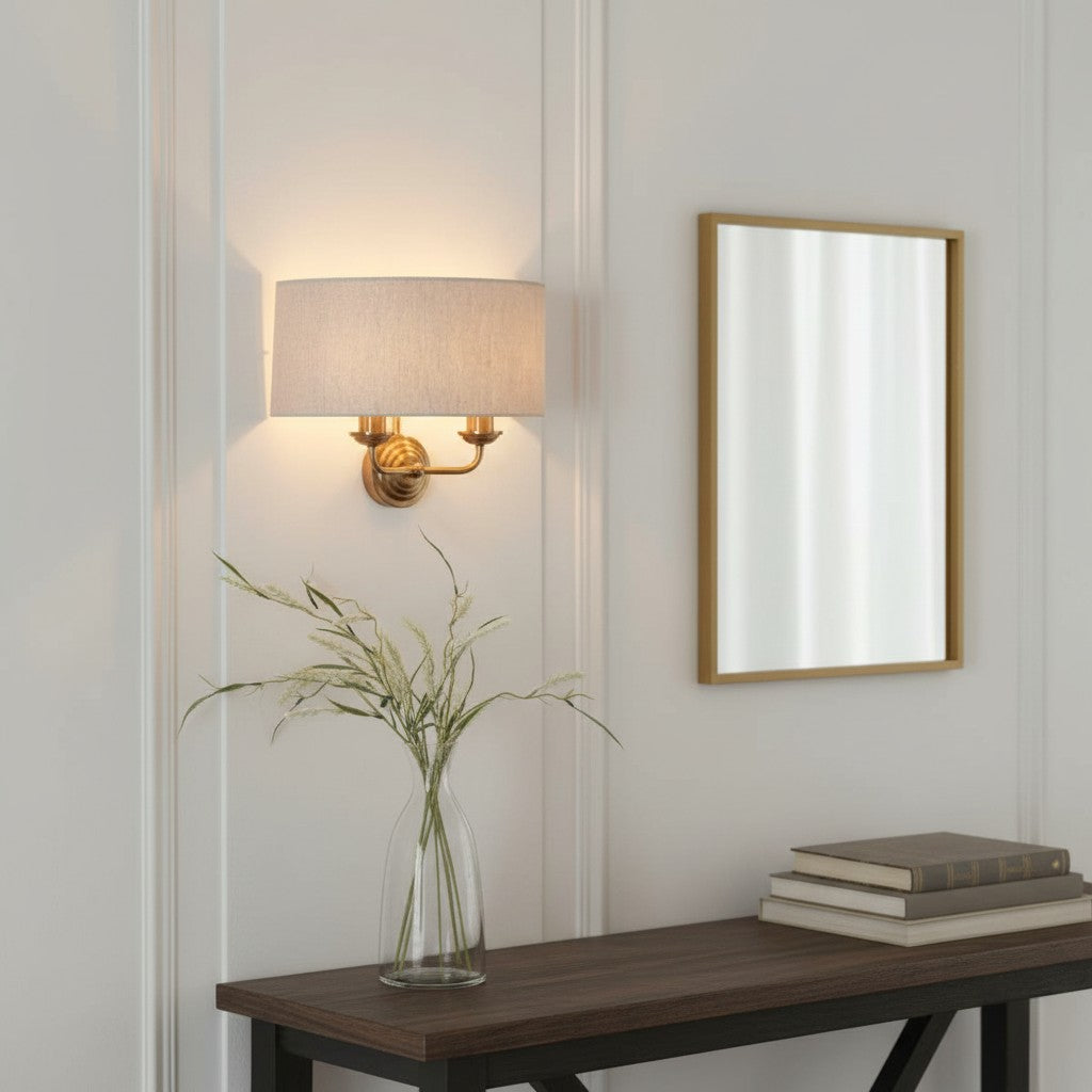 Tela elegante Wandleuchte mit Stoffschirm und feinem Metallrahmen für Wohnzimmer und Schlafzimmer | Souliia