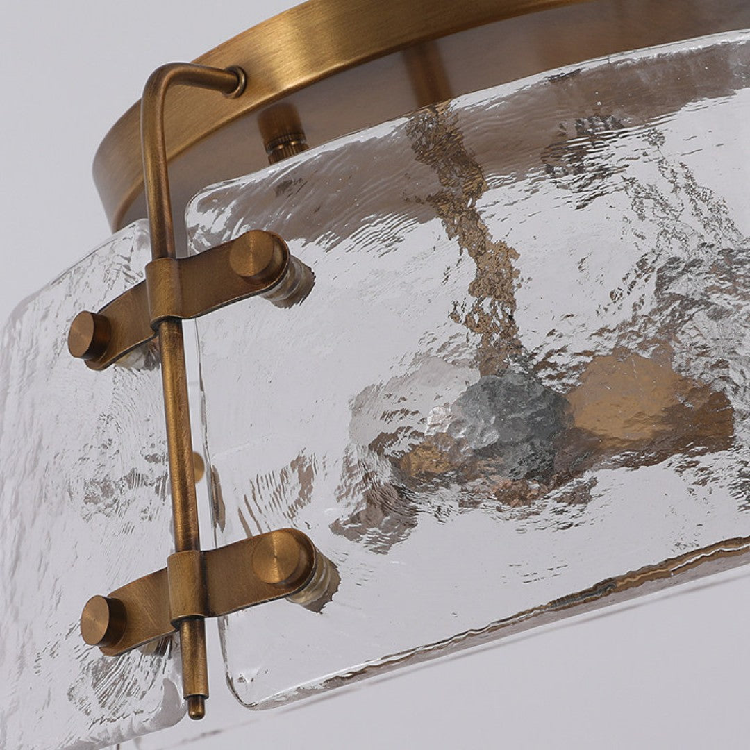Rustic Industrial Clear Glass Semi Flush Ceiling Light for Kitchen and Living Room | Souliia