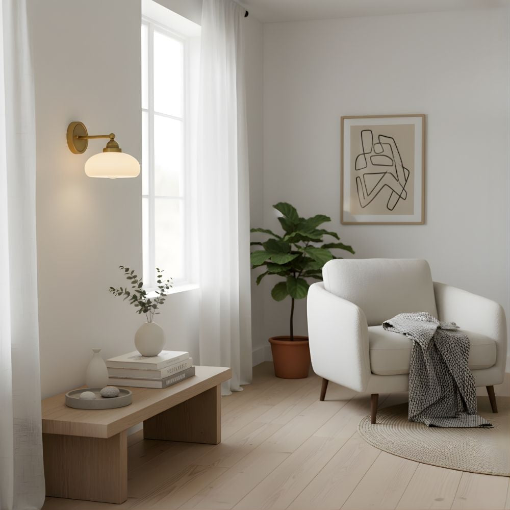 Riven Milk Glass Wall Lamp Vintage Industrial Style - Bedroom Bathroom Lighting | Souliia