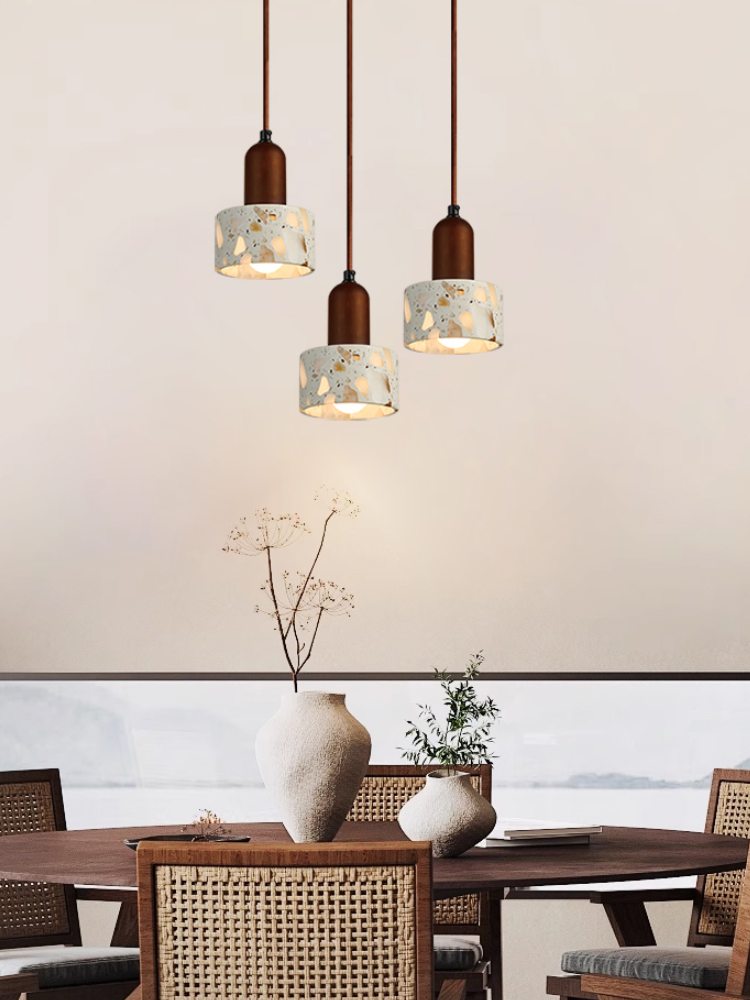Wabi-sabi Style Water-polished Translucent Stone Retro Pendant Lamp | Souliia