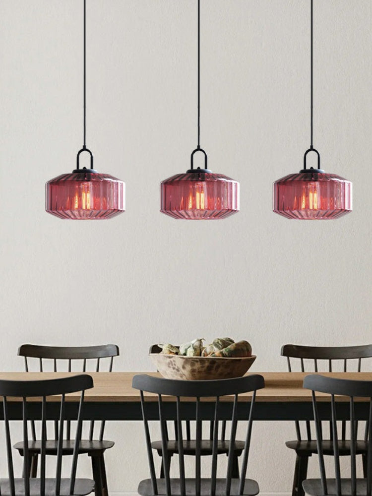 Ribbed Glass Pendant Light - Vintage Green Glass Hanging Light with Modern Appeal | Souliia