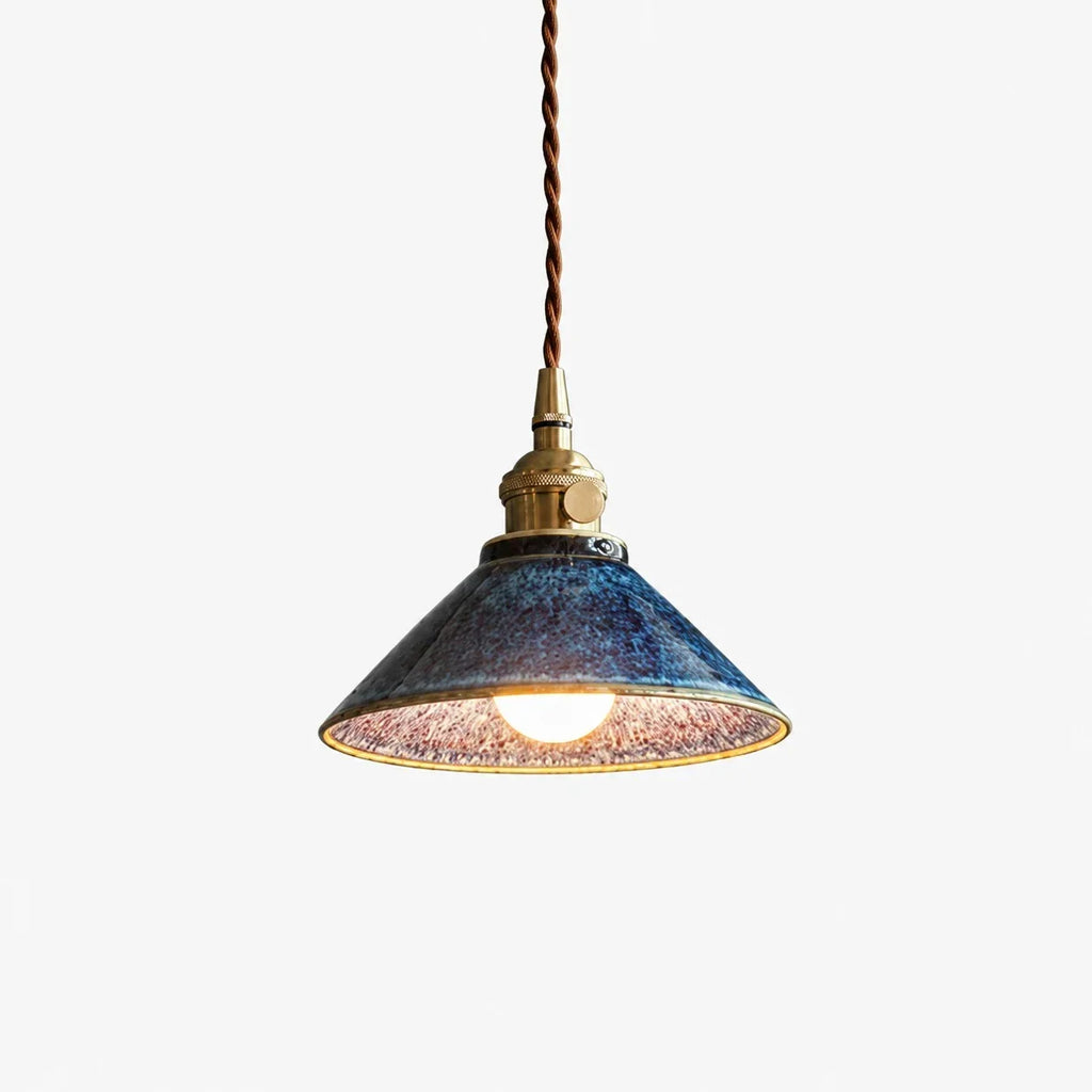 Lampada a sospensione vintage in ceramica smaltata a forno per sala da tè | Souliia