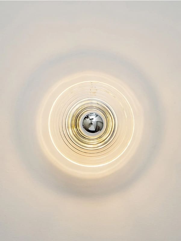 Ribbed Glass Sconce – Modern Disc Wall Light for Bedroom | Souliia