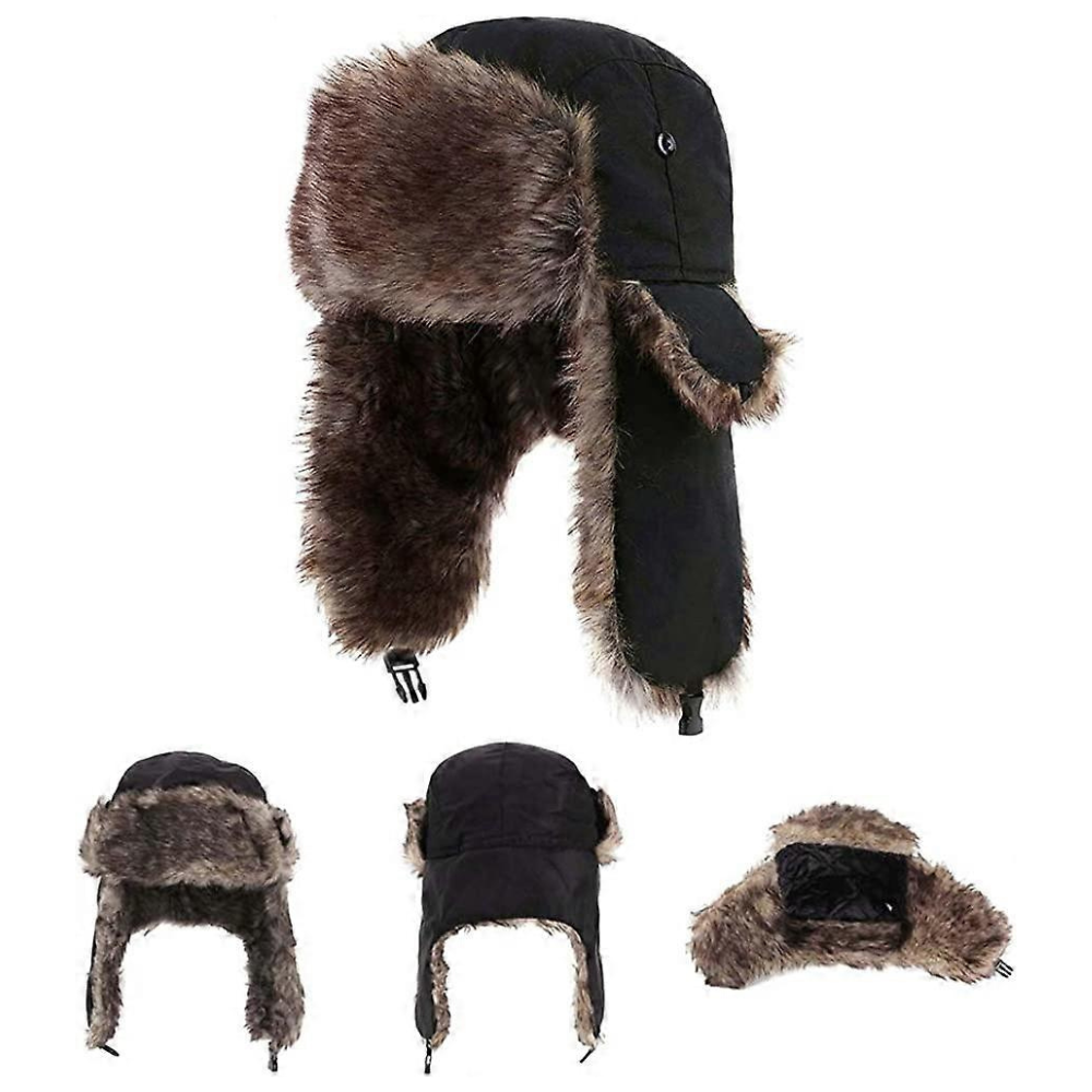 Cappello da sci aviator in ecopelliccia soffice — Copertura invernale completa con paraorecchie