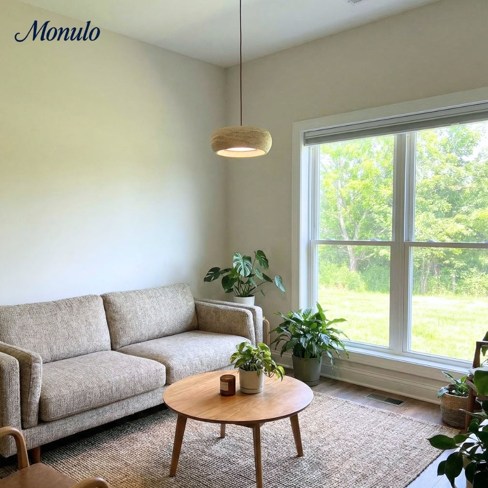Travertin Trommel Pendelleuchte | Souliia
