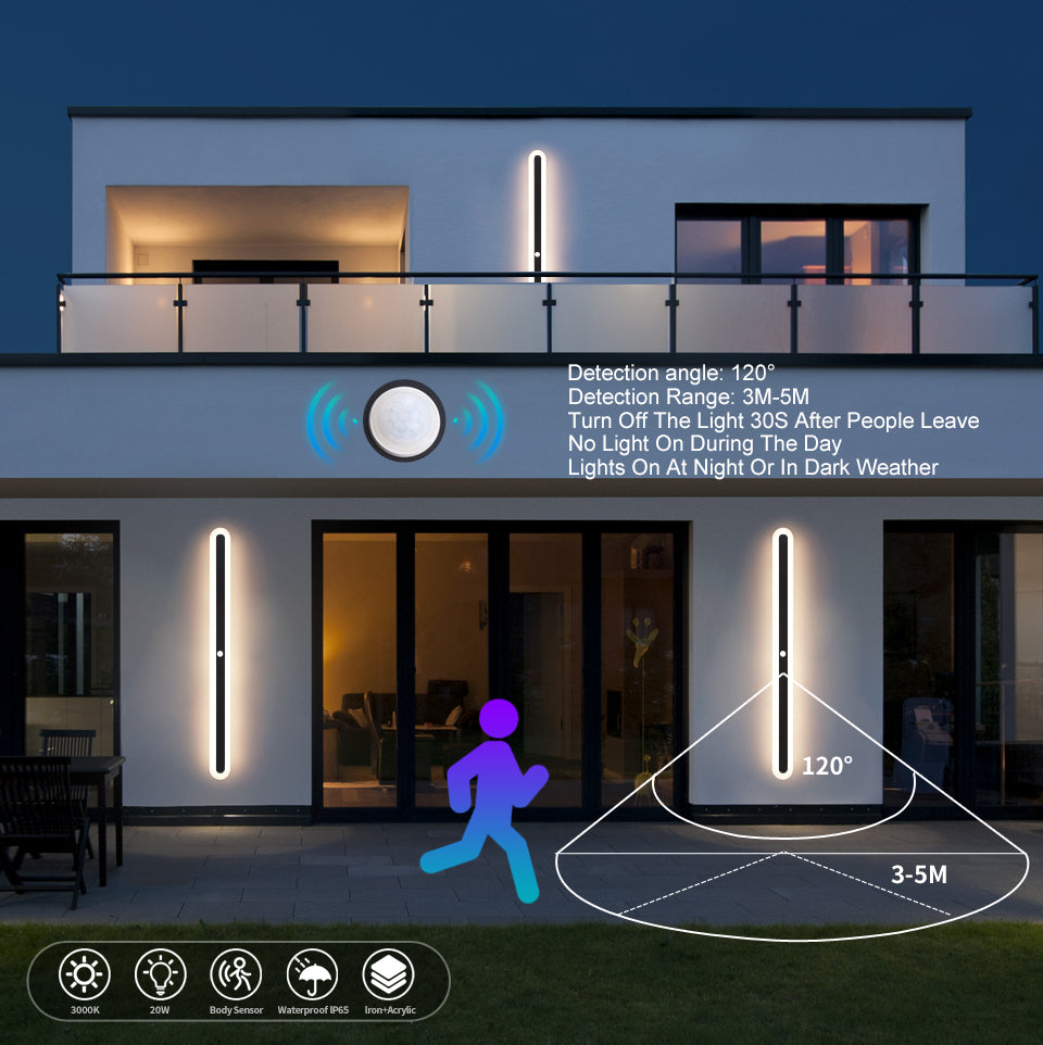 SolaraGuard Outdoor LED Wall Light — IP65 Waterproof, Integrated Motion Sensor