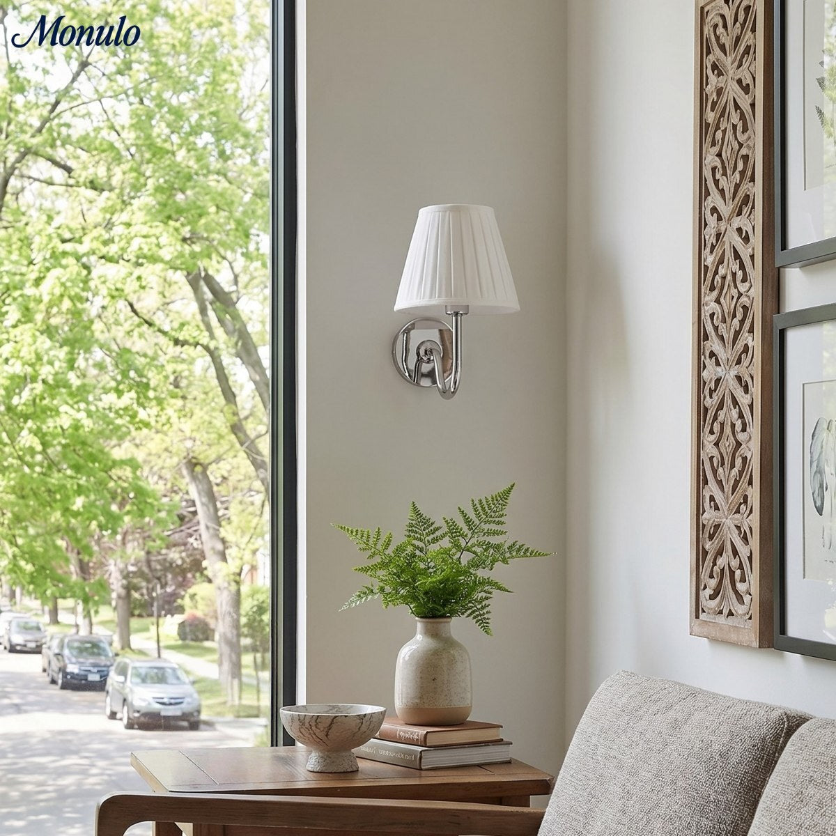 Luvora Fabric Shade Wall Sconce with Drum Shade - Classic Pleated Sconce Light | Souliia