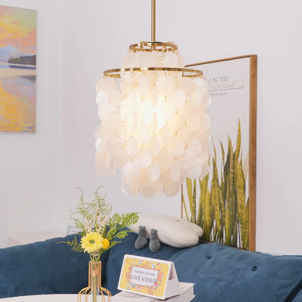 Lumi Seashell Pendant Light — Warm Vintage Ambient Glow