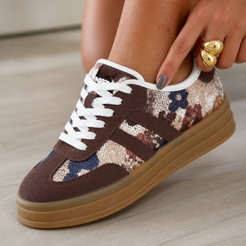 RadianceStride Brown Sneakers — Ignite Your Style with Unmatched Comfort and Subtle Glamour - Souliia
