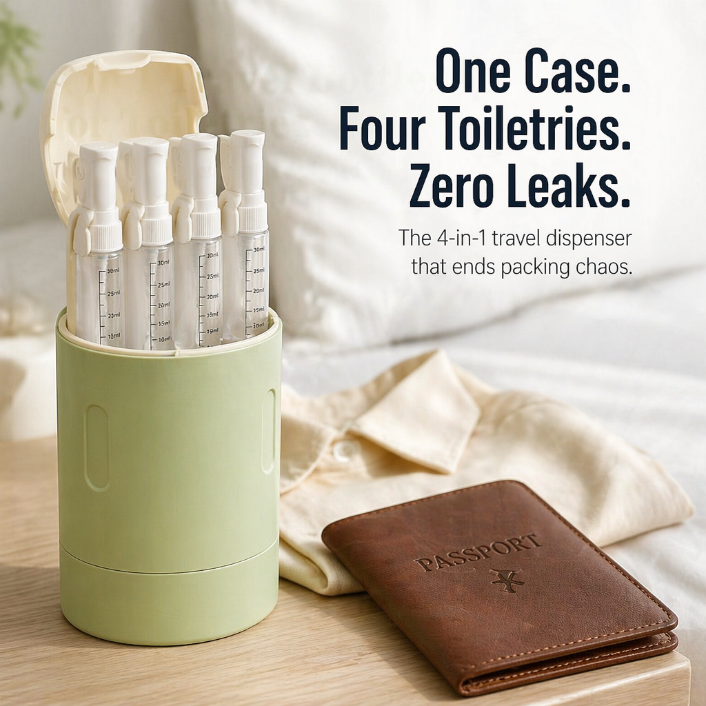 VoyaPack — Pack, Lock & Dispense All Four Toiletries From One Case - Souliia