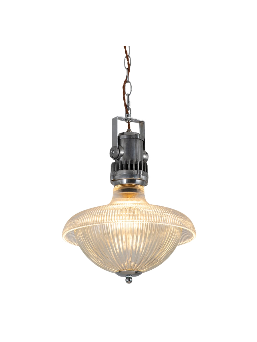 Ribbed Glass Pendant Light - Contemporary Brass and Glass Pendant for Kitchen and Living Room | Souliia