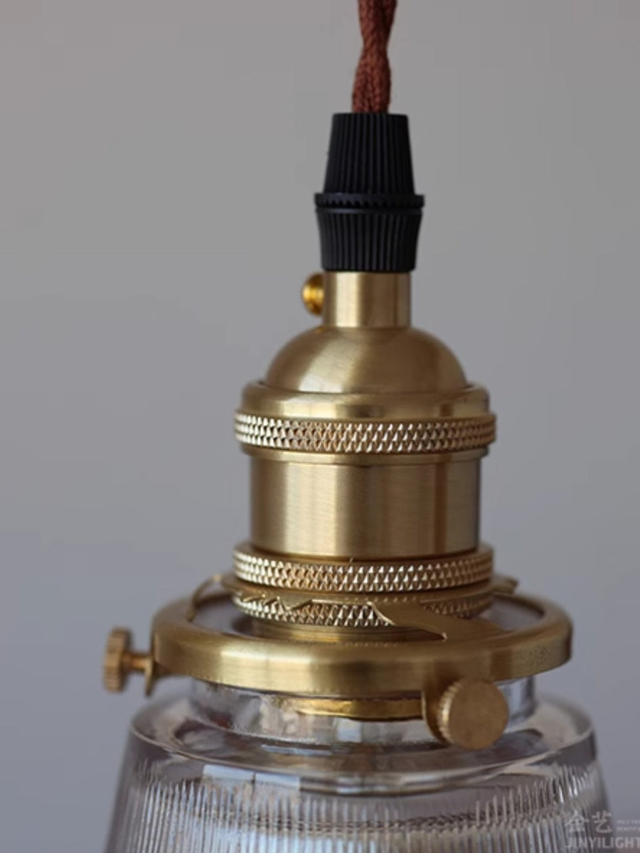 Ribbed Glass Pendant Light – Stylish Brass and Glass Pendant Light for Kitchen & Modern Interiors | Souliia