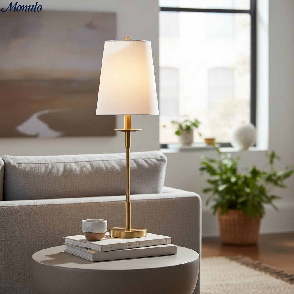 Rowan Linen Iron Table Lamp - Elegant Traditional Bedside Lighting | Souliia