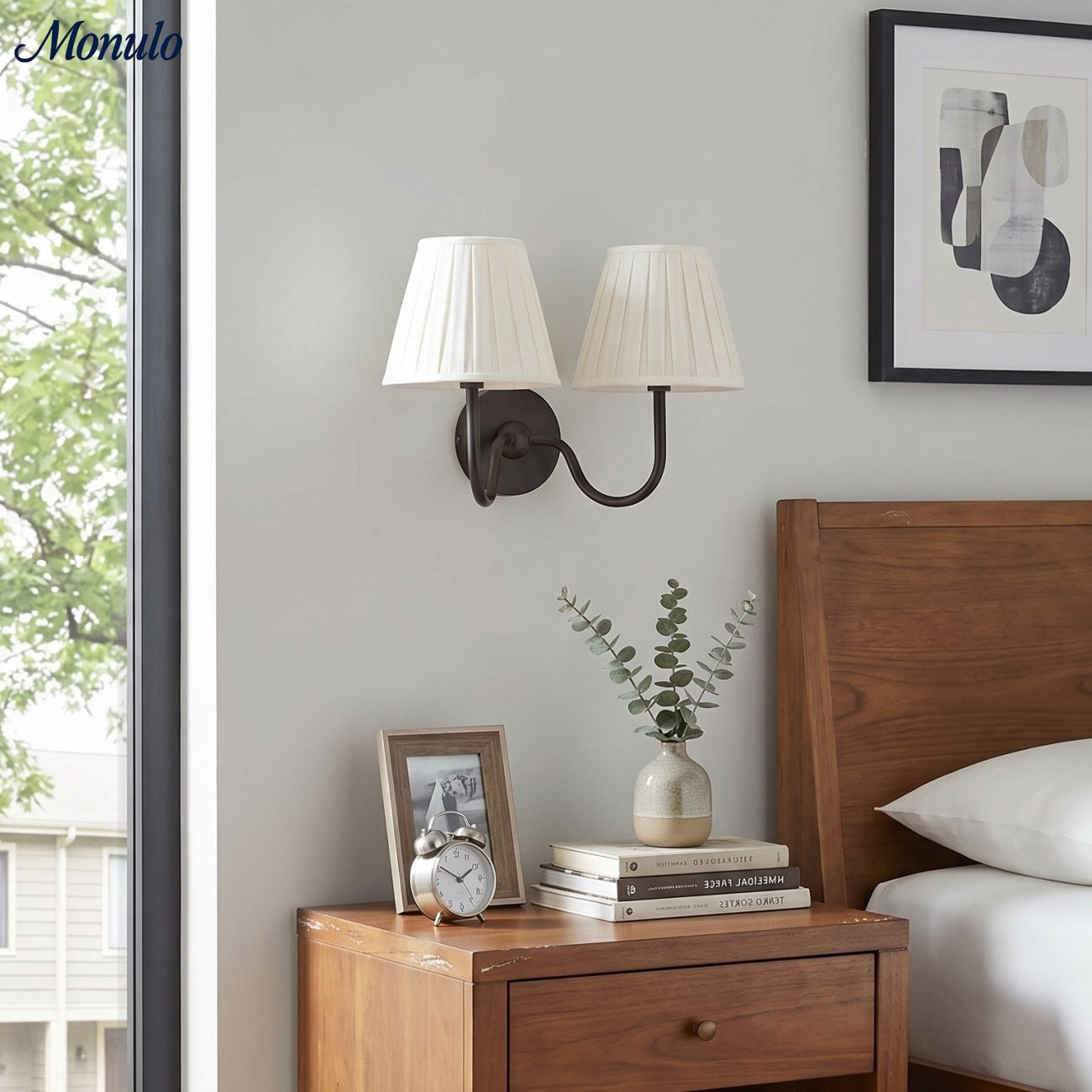 Luvora Fabric Shade Wall Sconce with Drum Shade - Classic Pleated Sconce Light | Souliia