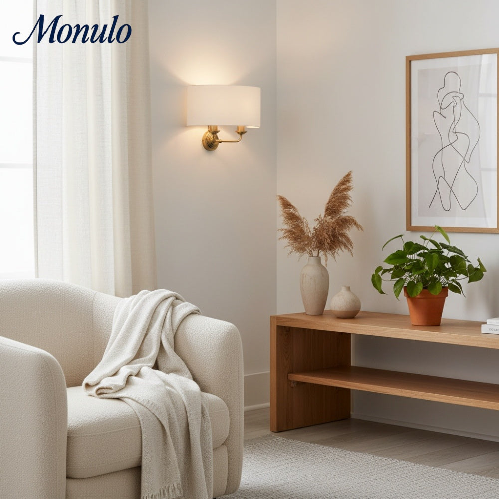 Tela elegante Wandleuchte mit Stoffschirm und feinem Metallrahmen für Wohnzimmer und Schlafzimmer | Souliia
