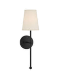 Rowan Nordic Rustic Brass Fabric Wall Lamp | Souliia