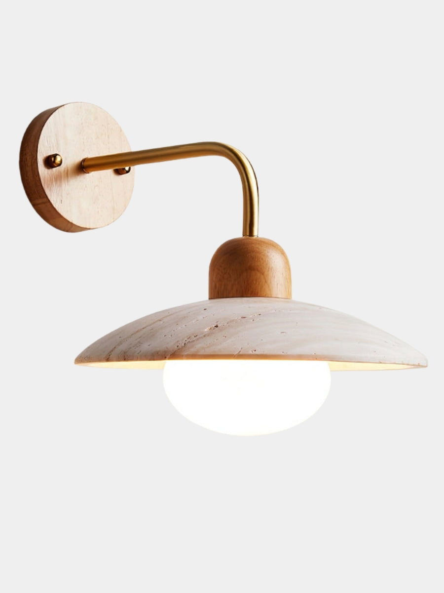 Travira Disc Travertine Wall Light - Modern Minimalist Sconce for Living Room | Souliia