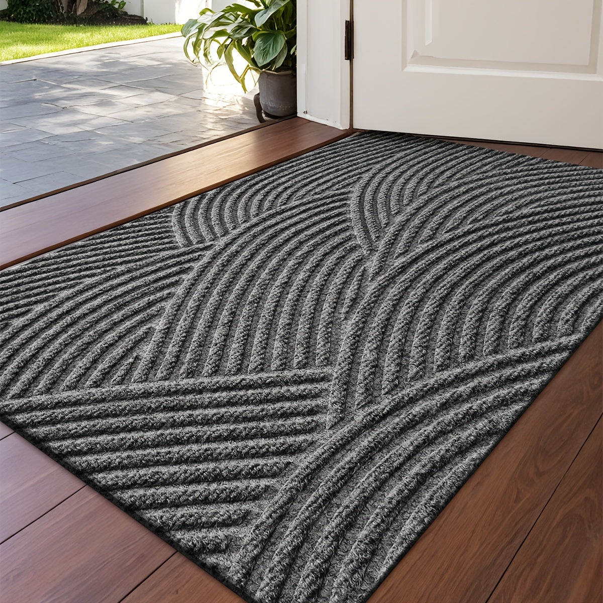 Home Horizon Geometric Striped Doormat — Non-Slip Backing, 75cm X 45cm