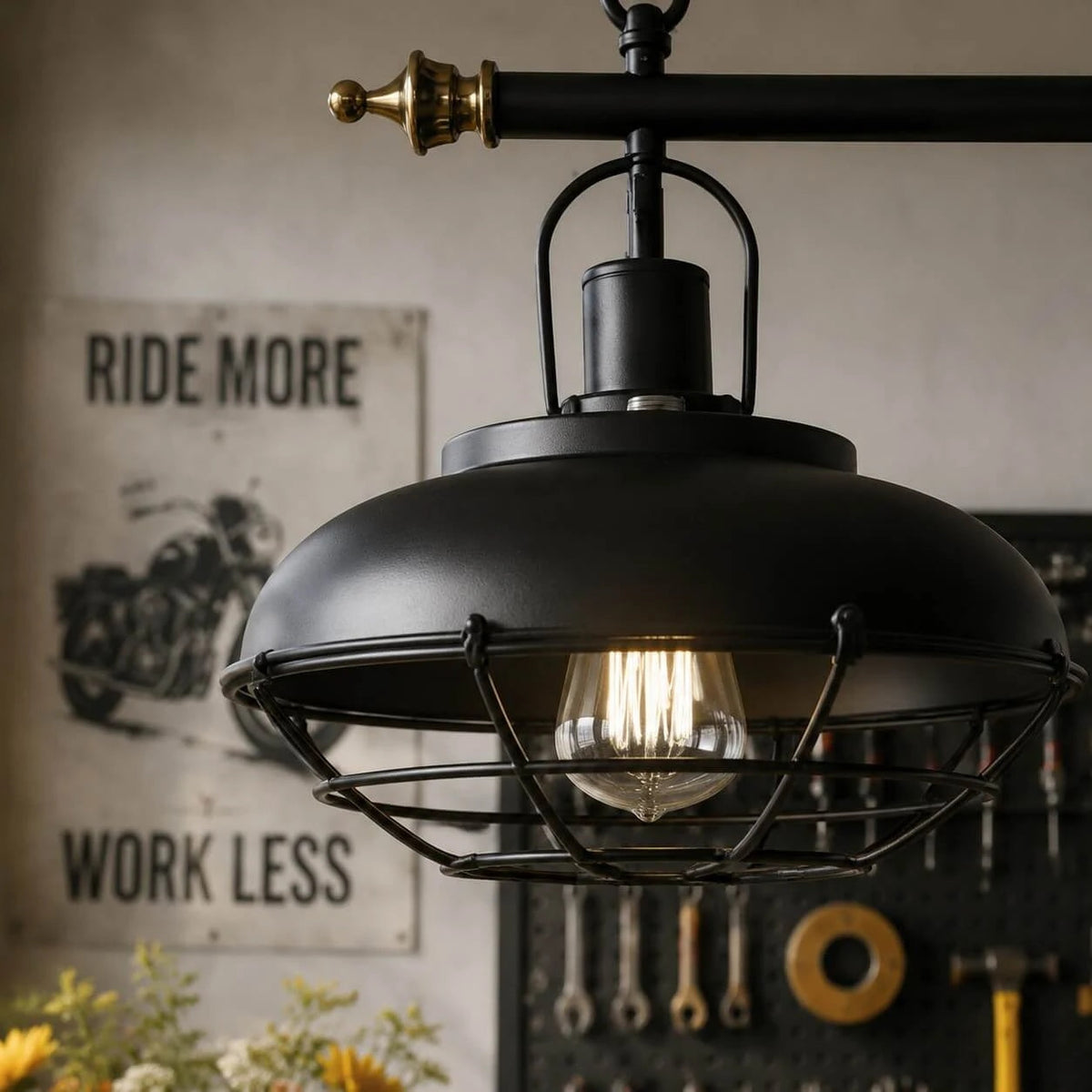 Vintage Industrial Billiard Pendant Light with Glass or Iron Shades | Souliia