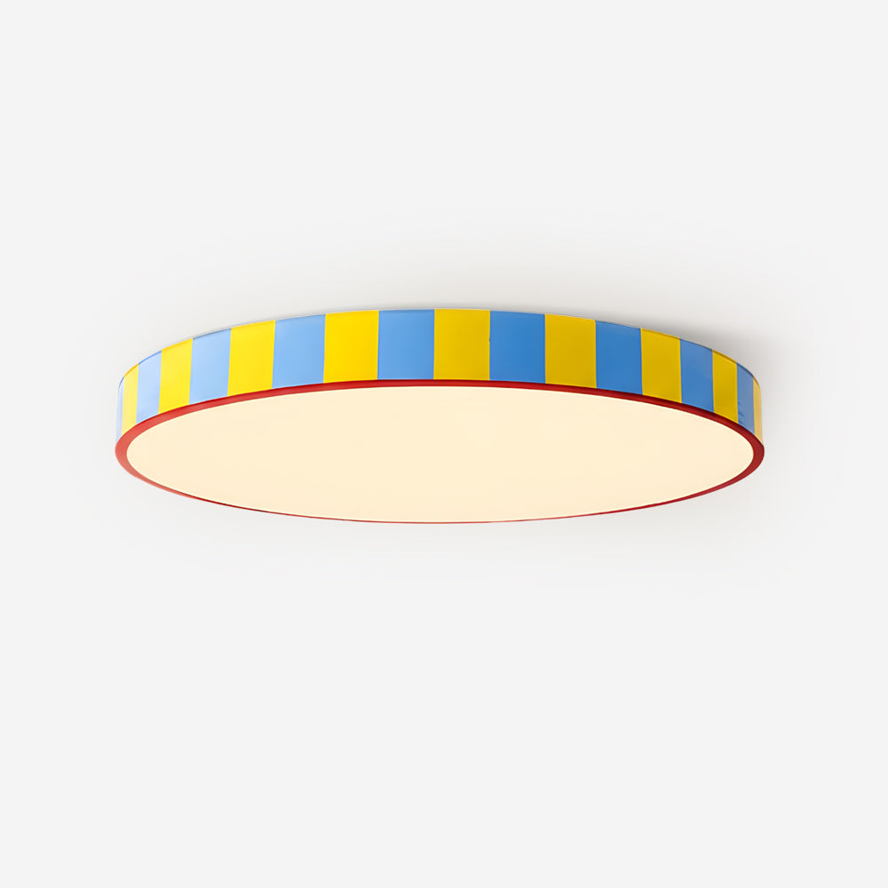 Saebery Modulo Stripe Flush Mount Ceiling Light - Round Striped Metal and Acrylic LED Fixture for Bedroom and Hallway | Souliia