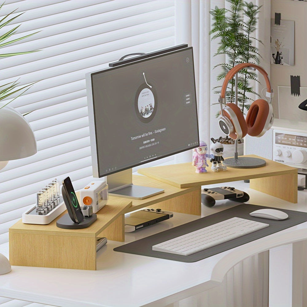 Dualdesk Adjustable Dual Monitor Stand — Laptop Tray and Accessory Organizer