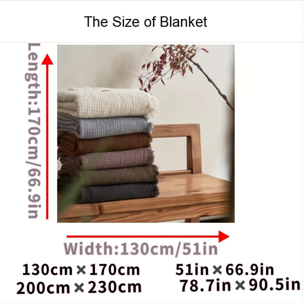 Olivebreeze Four-Layer Cotton Gauze Blanket — Elegant Fringe Trim, Lightweight Weave