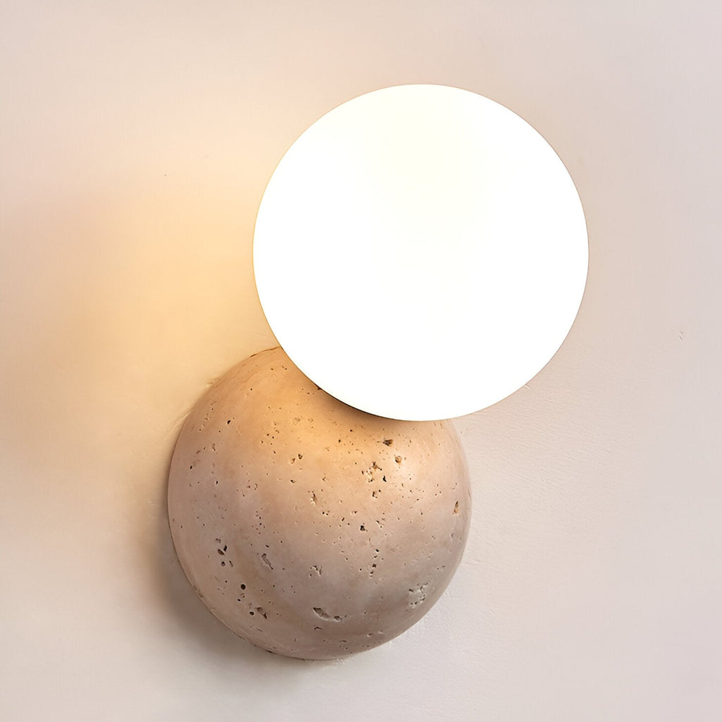 Travertin Runde Glas-Wandlampe | Souliia