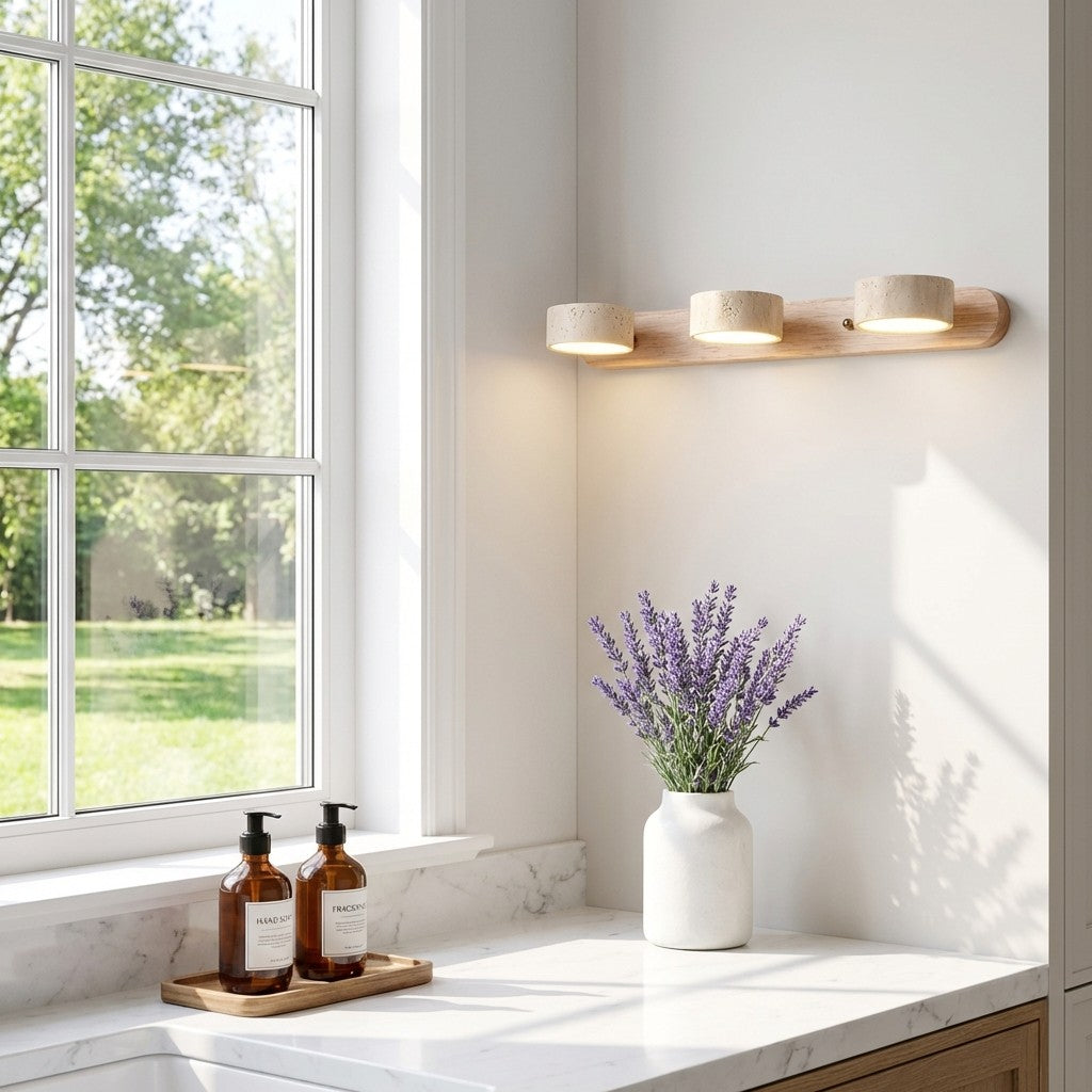 Travellia Moderne lineare Mehrkopf-Wandleuchte - Natürliche Stein Minimalistische Beleuchtung für Schlafzimmer und Flur | Souliia