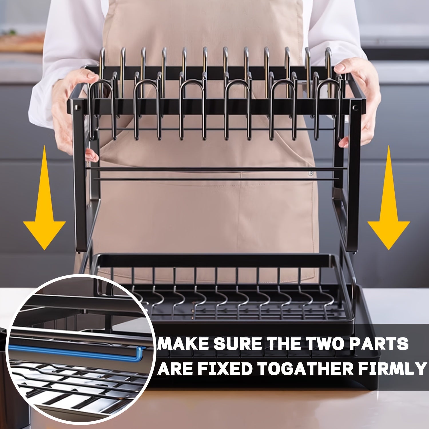Two-Tier Draining Rack with Drainage System - Souliia