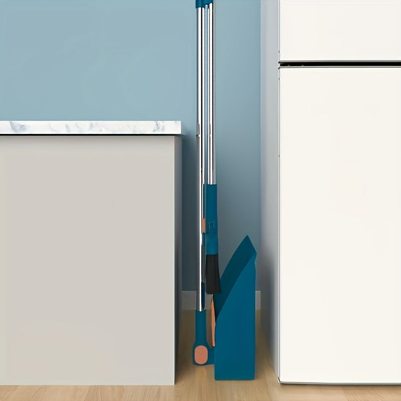 Cleansweep Pro Long-Handle Broom & Dustpan Set — 360° Rotating Head, Built-In Comb Teeth