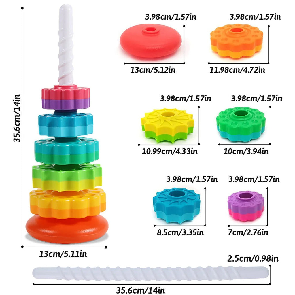 Jouet d’empilage de disques en spirale - Apprentissage des couleurs, des formes et des tailles