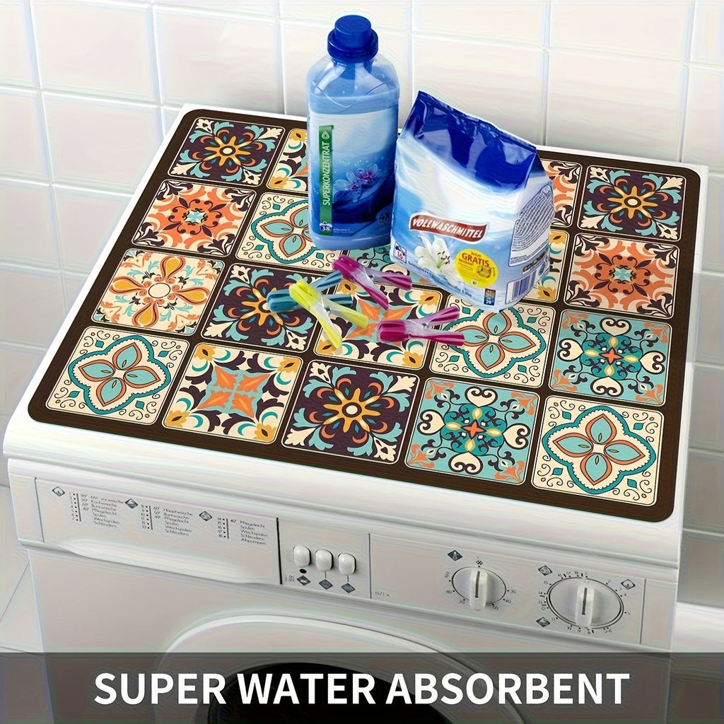 Retro Mosaic Washing Machine Cover Mat - Souliia