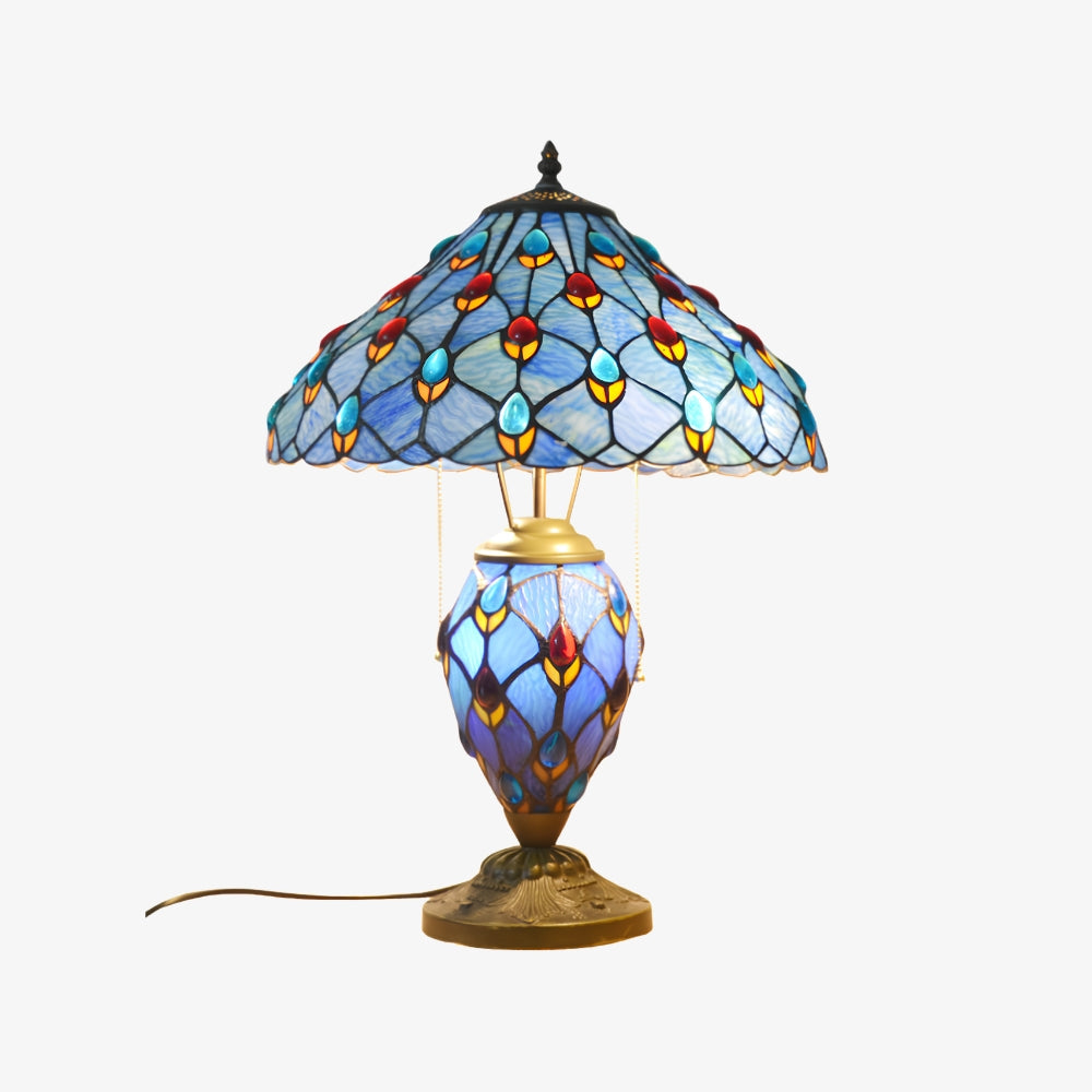 TF Tivanny Art Deco Stained Glass Table Lamp - Vintage Style for Bedroom or Living Room | Souliia