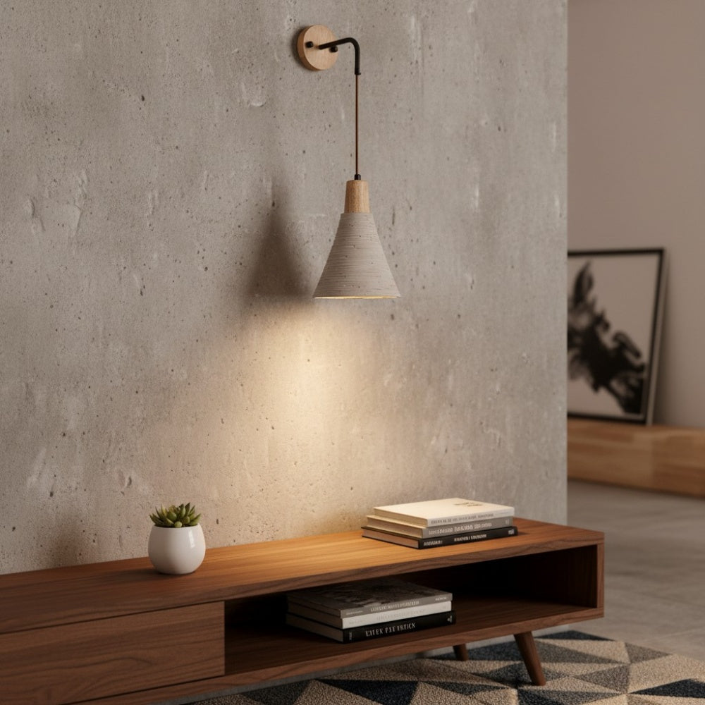 Solaraeon Microcement minimalistische Beton-Wandleuchte – Akzentbeleuchtung für Wohnzimmer innen | Souliia