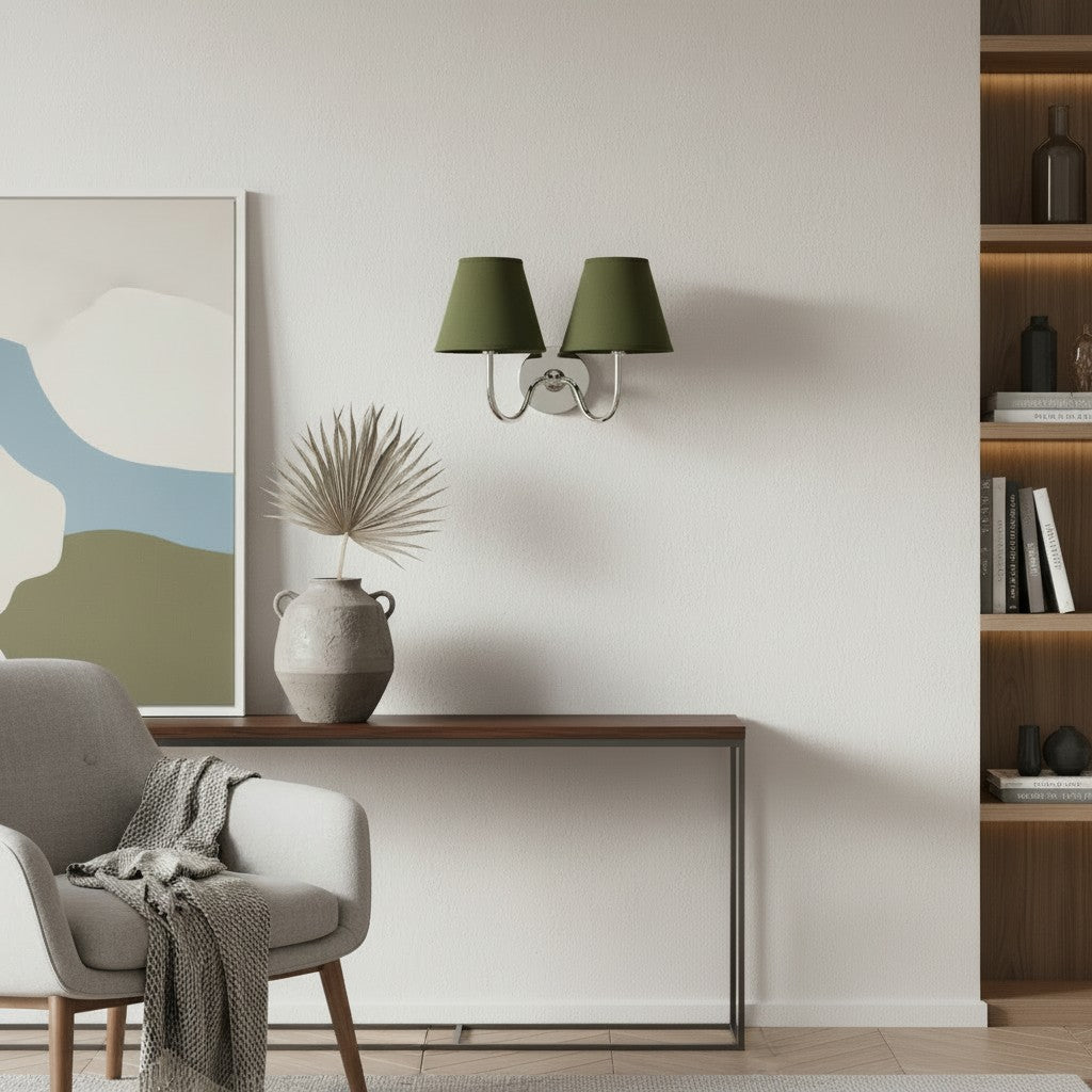 Luvora Fabric Shade Wall Sconce with Drum Shade - Classic Pleated Sconce Light | Souliia