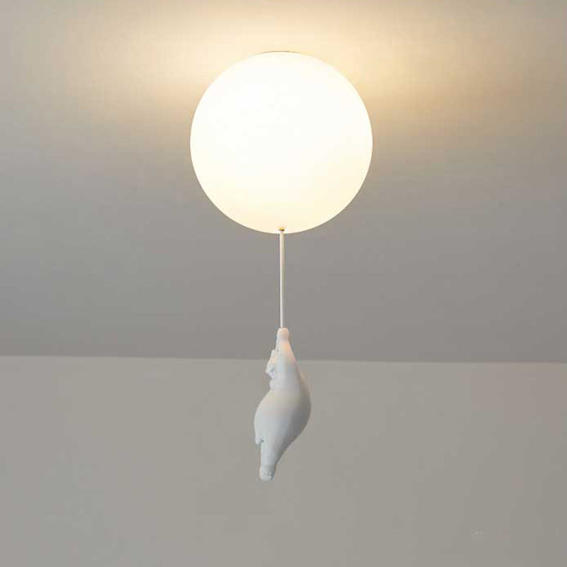 CosmoNest Balloon LED Ceiling Lamp — Suspended Bear Motif, Vibrant Balloon Accents