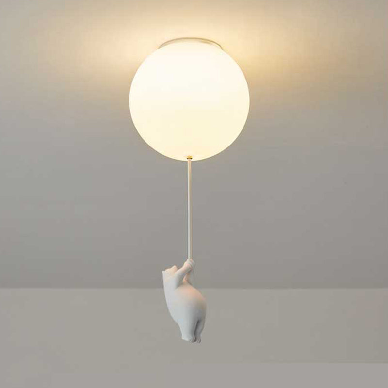 CosmoNest Balloon LED Ceiling Lamp — Suspended Bear Motif, Vibrant Balloon Accents