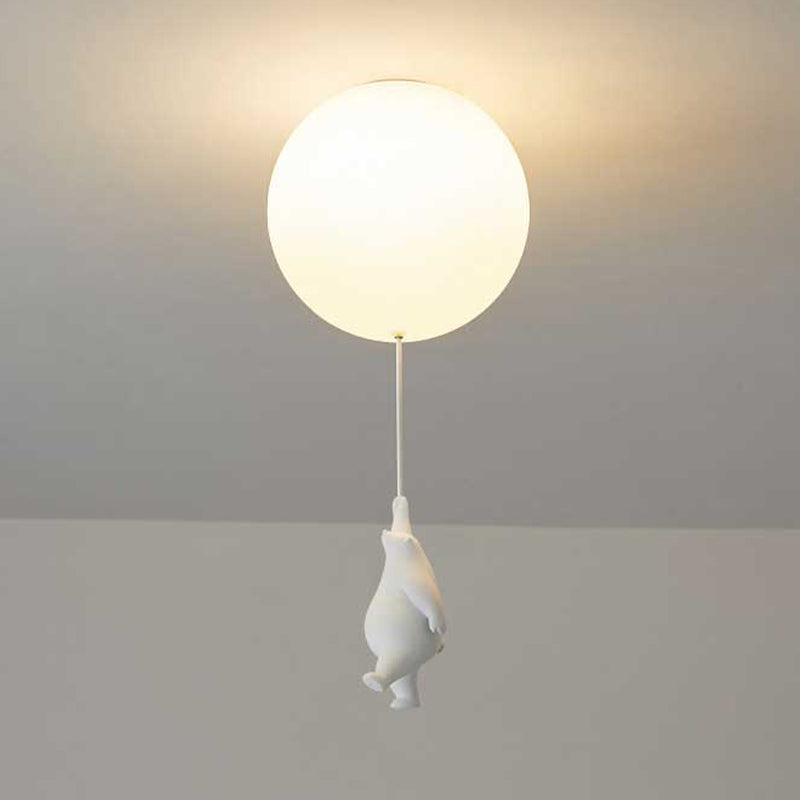 CosmoNest Balloon LED Ceiling Lamp — Suspended Bear Motif, Vibrant Balloon Accents