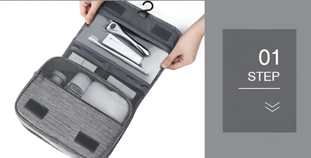 Grande trousse de toilette suspendue pour homme - organiseur de voyage