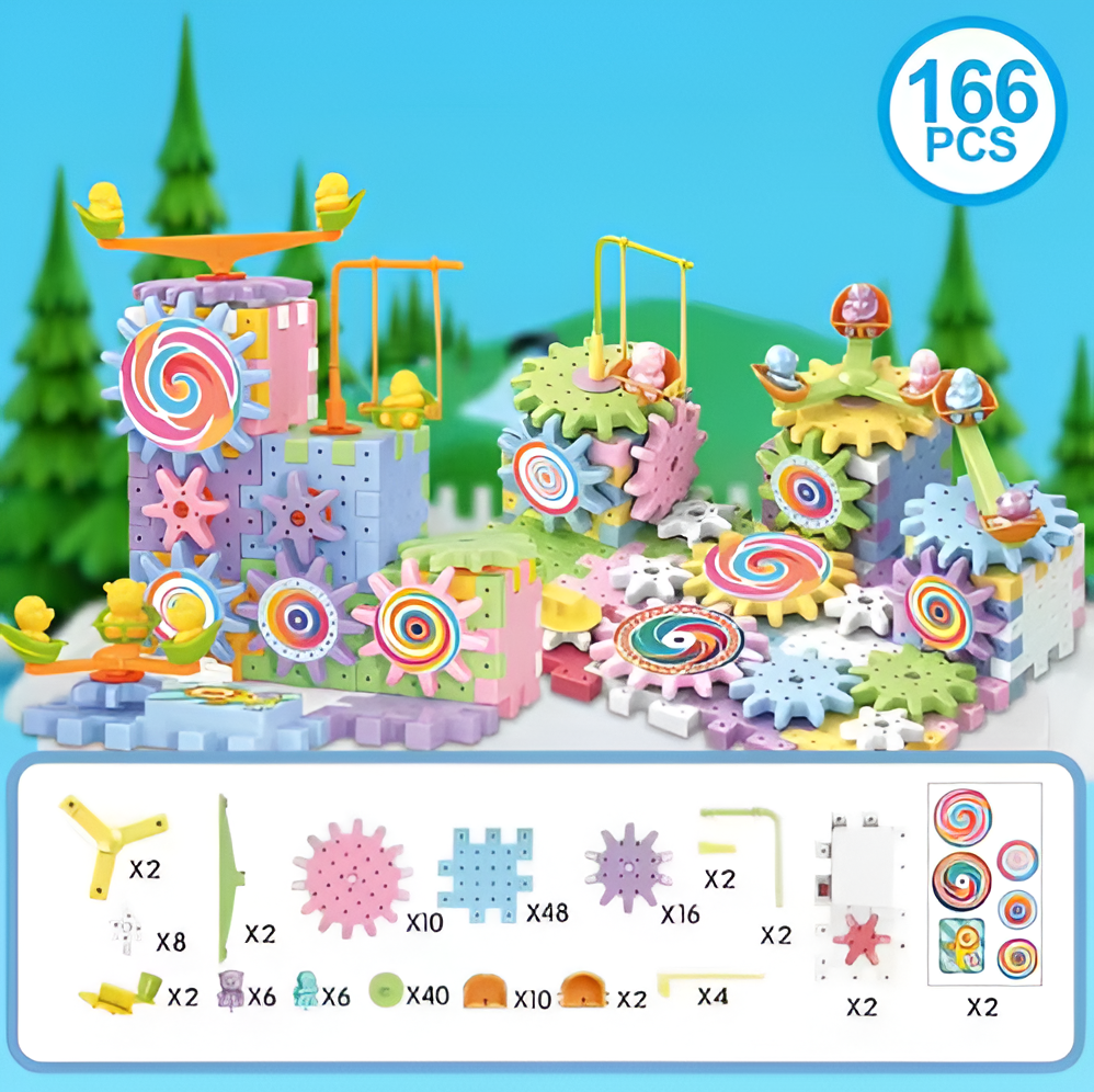 Jucării de construcție electrice Gear Toys, set STEM cu 83 de piese